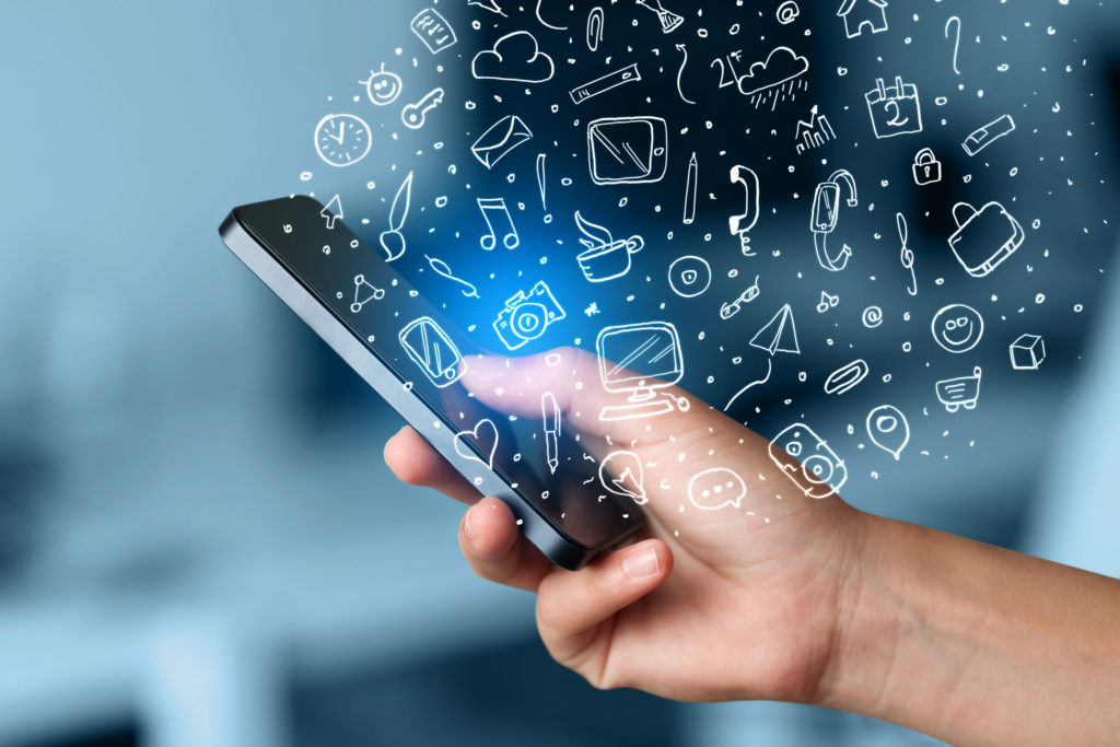 Mobile Work App Graphic Finger Touching Screen